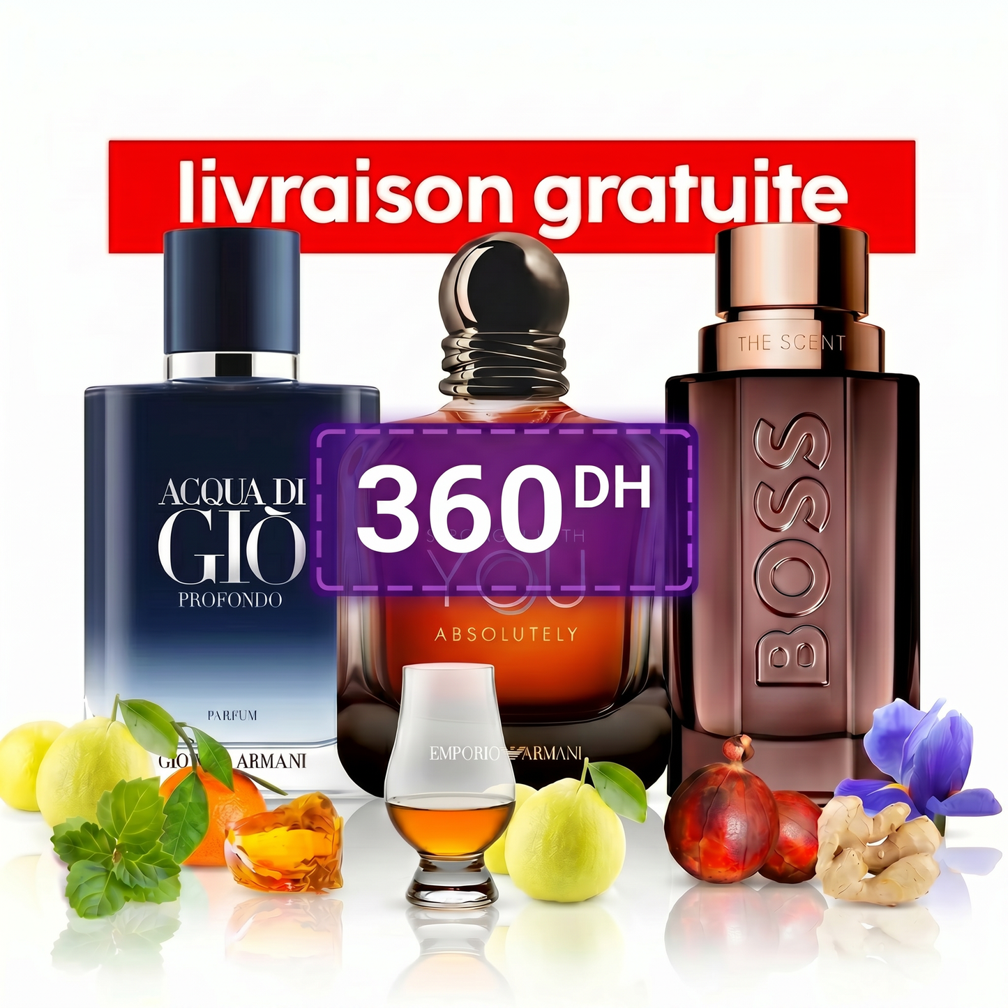 Acqua di Gio Profondo Parfum 10ml & Stronger With You Absolutely 10ml & Boss The Scent 10ml